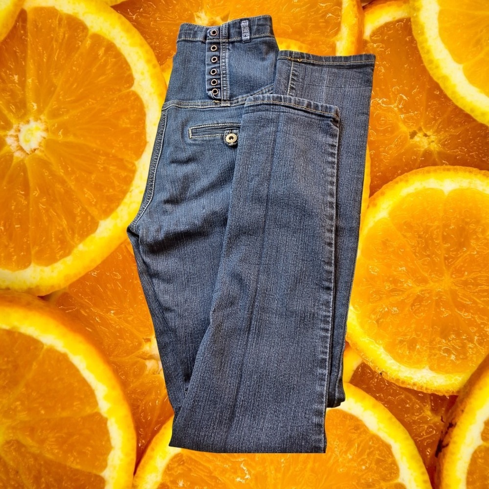 Plant Blue Womens Jeans Size 7/8 High Waist Corset Style Dark Wash‎ Denim